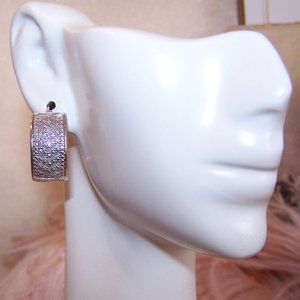 DBJ Dee Berkley Sterling Silver Diamond Pave Hoop Earrings - Pierced